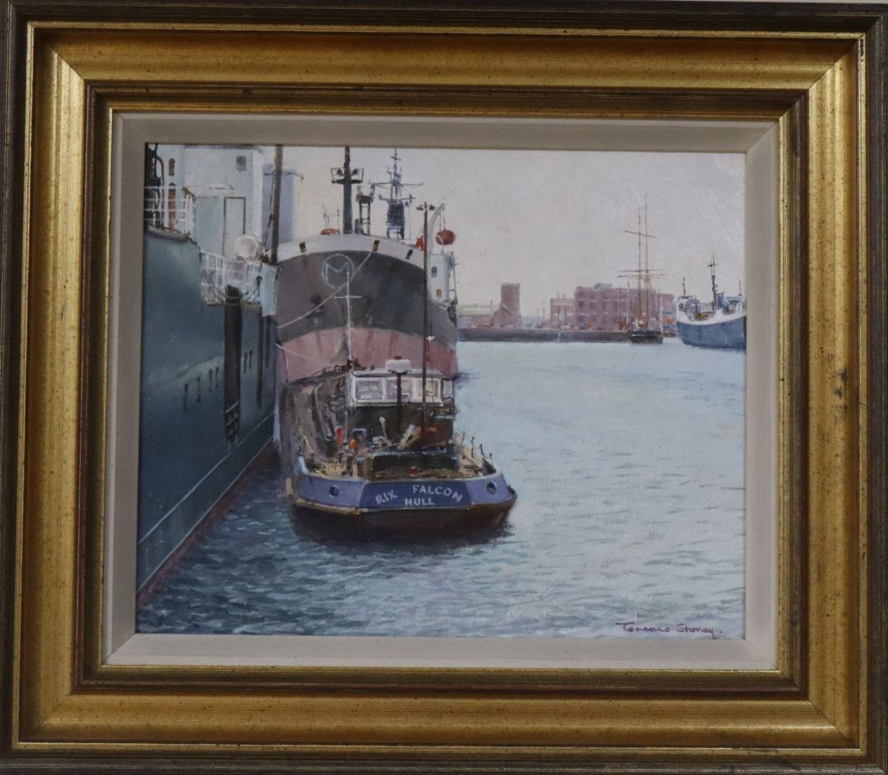 Terence Storey (b.1923-), oil on board, Tug boat in Falmouth harbour, signed, 23 x 29cm